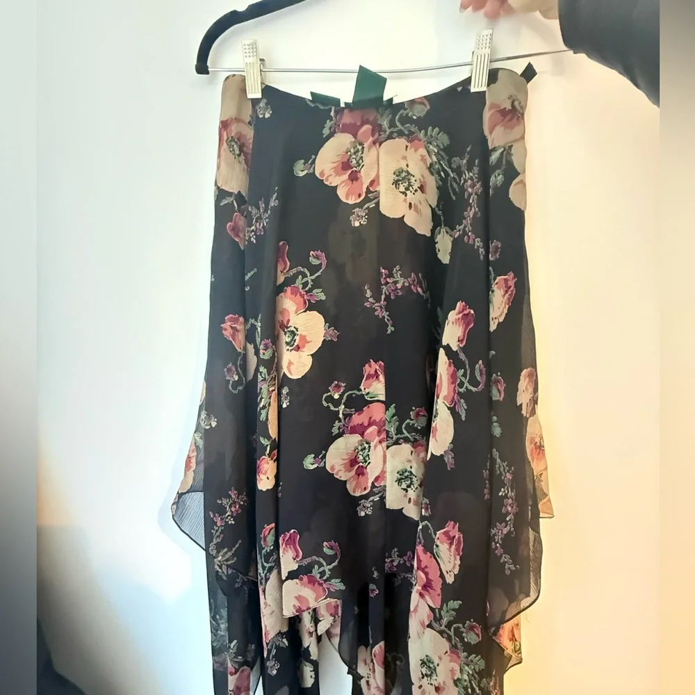 Lauren Ralph Lauren vintage silk handkerchief hem floral Skirt M - Picture 3 of 8